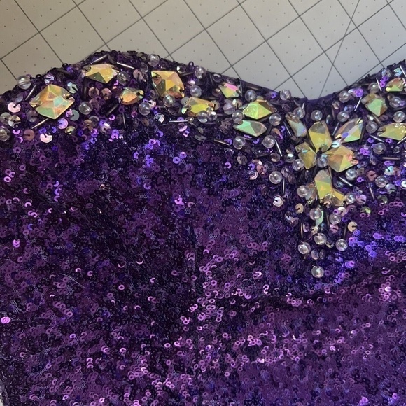vintage camille la vie purple sequin strapless dress Size 2 - Picture 5 of 8